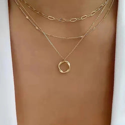Retro Gold Layered Halskette