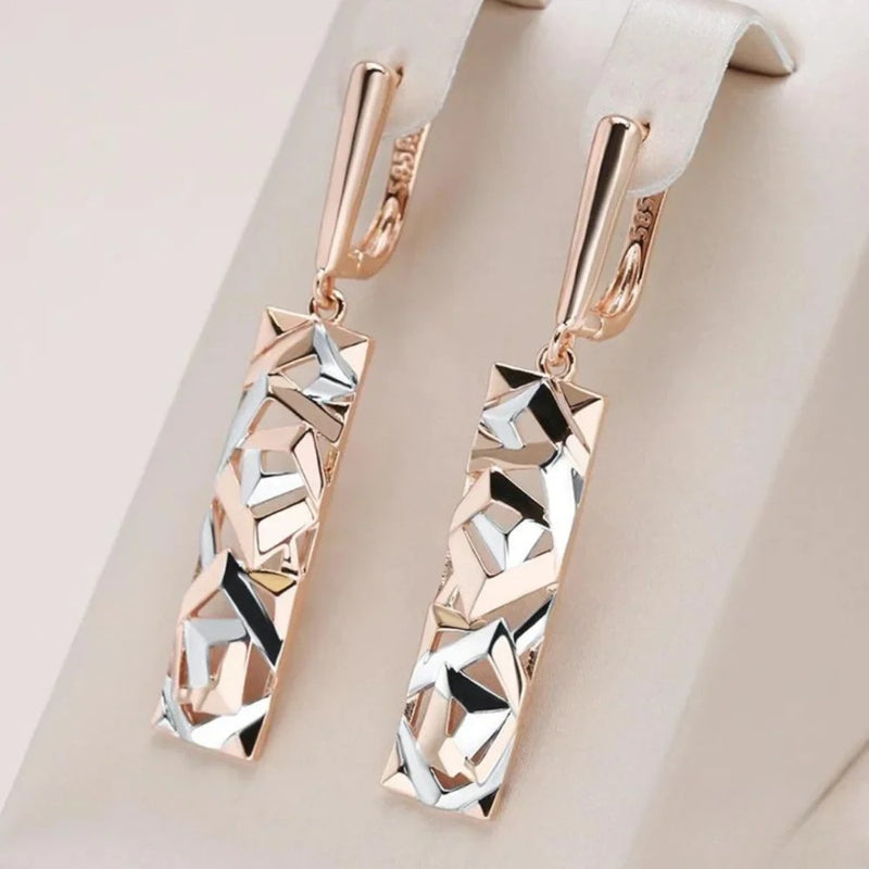 Elegante rechteckige Ohrringe in Gold und Silber