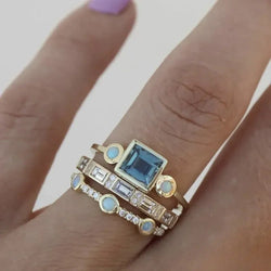 Retro Blauer Crystal Ring