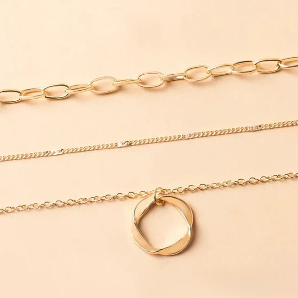 Retro Gold Layered Halskette