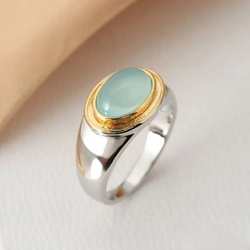 Retro Grüner Mondstein Ring