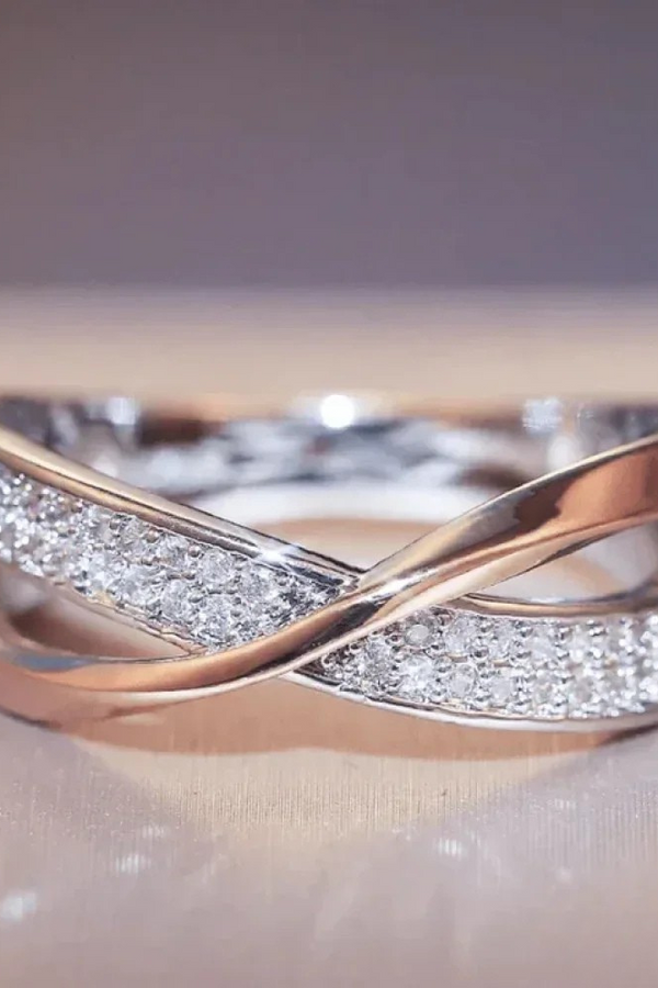Antiker Gold Braided Zirconia Silber Ring