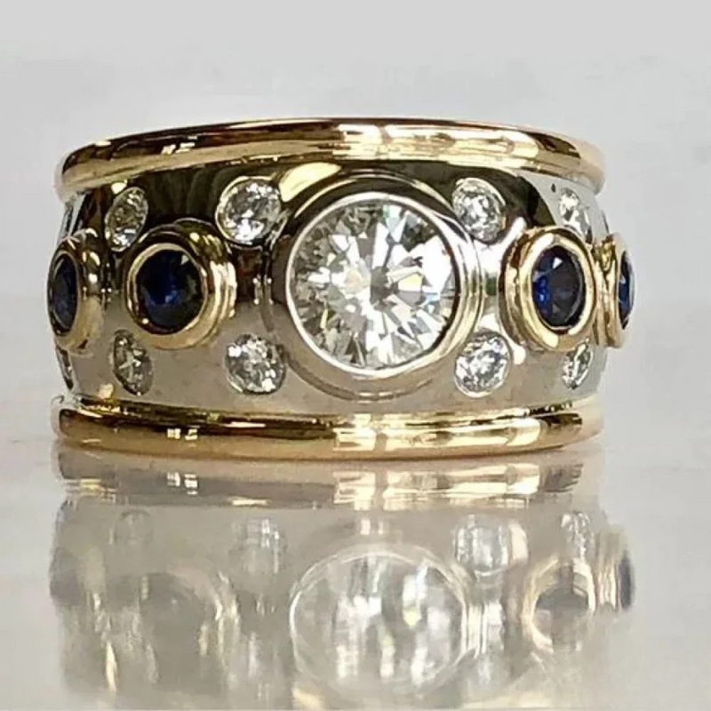 Retro Gold-Plated Zirconia Ring