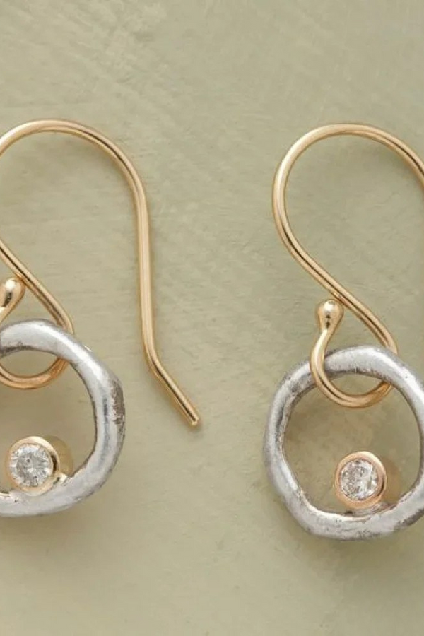 Vintage Gold- und Silber-Zirkonia-Ohrstecker