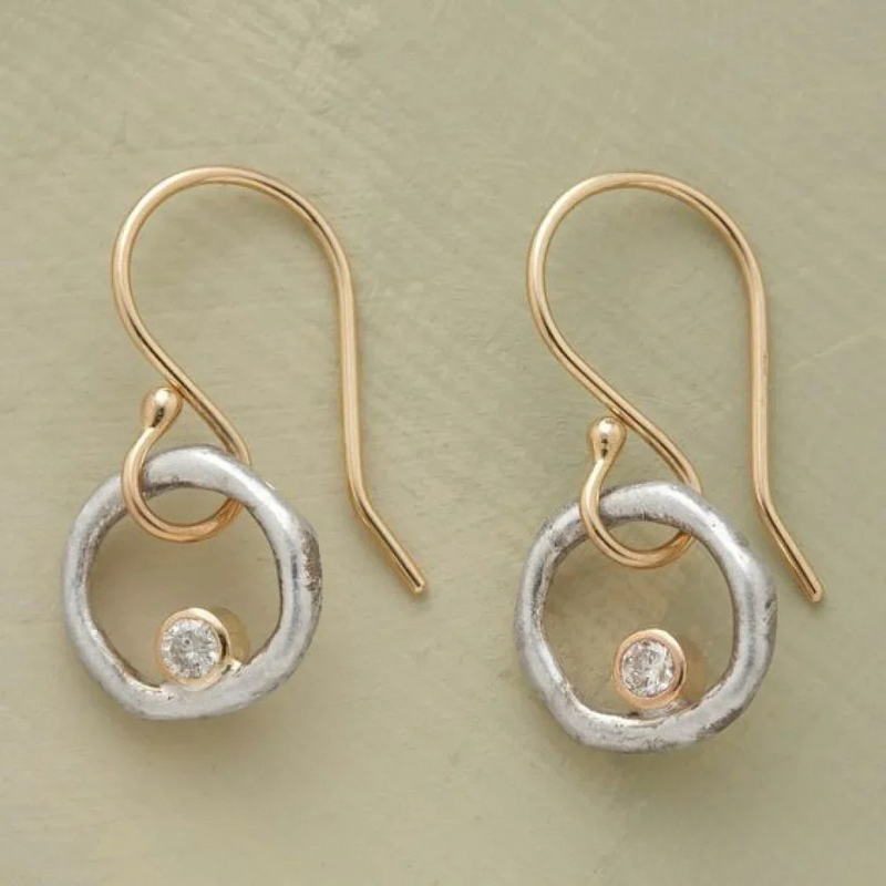 Vintage Gold- und Silber-Zirkonia-Ohrstecker