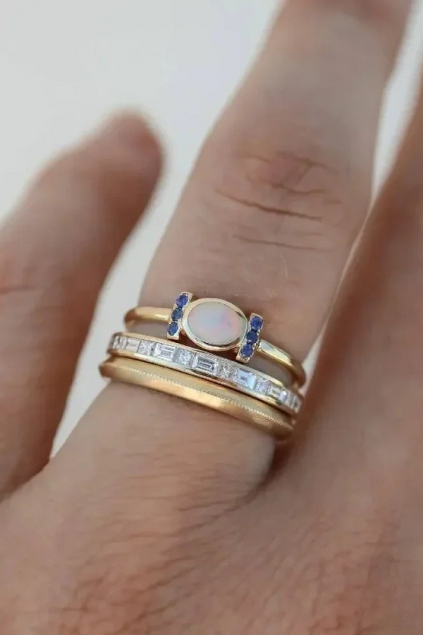 Set von Vintage Gold Opal Ringen