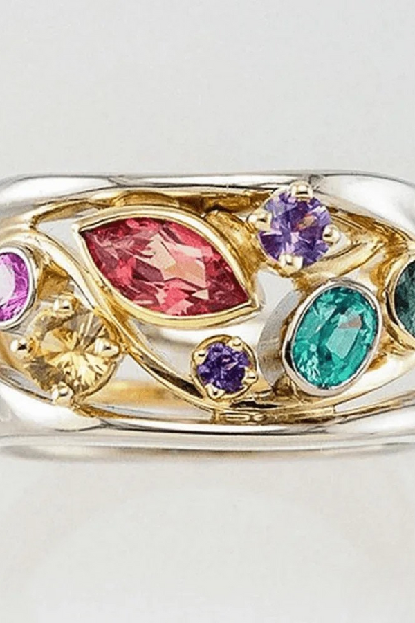 Vintage Ring mit Gold and Silver-Colored Zirconia