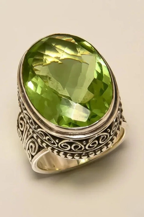 Antique Olive Crystal Ring