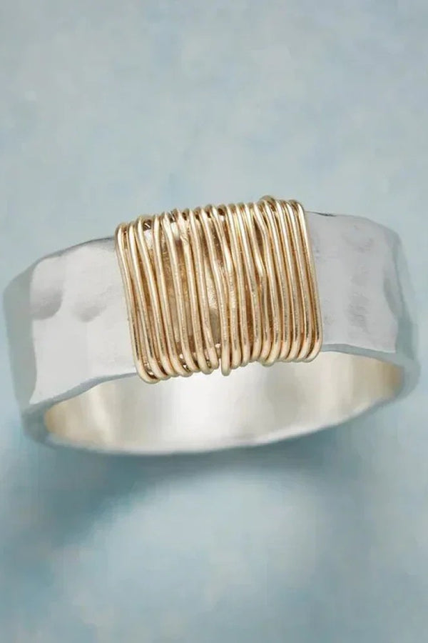 Vintage Silberring mit Goldenen Fäden