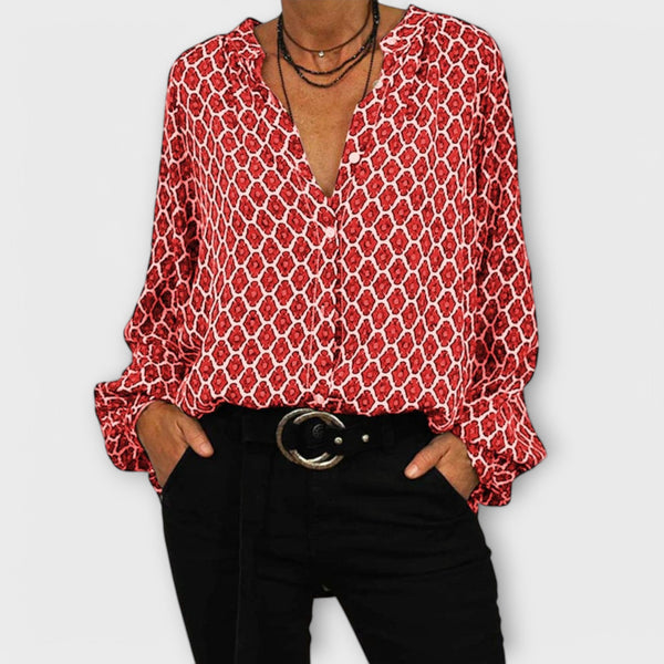 Zara - Stylische Bluse Mit V Ausschnitt Und Langen Ärmeln